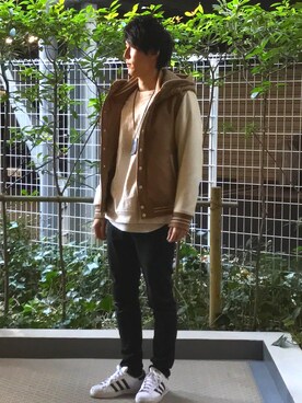 「BEAMS（ビームス）のアイテム（スタジャン）」を使った、YASUHIROさん（メンズ・175cm）の冬コーディネート