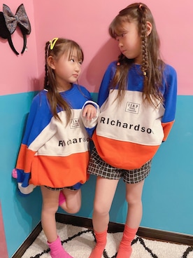 「no brand（ノーブランド）のアイテム（スウェット）」を使った、ゆめにじ♡さん（キッズ・130cm）の春コーディネート