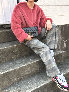 「chanel」｜「アイテム（ノーカラージャケット）」を使った、SAAAGE boutiqueさん（レディース・158cm）の冬コーディネート