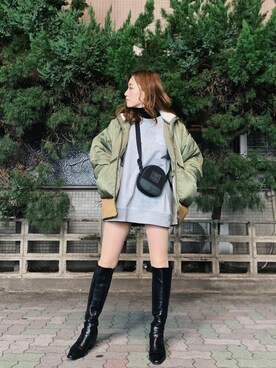 「Saturdays NYC（サタデーズ ニューヨークシティ ）のアイテム（スウェット）」を使った、Honamiさん（レディース・155cm）の冬コーディネート