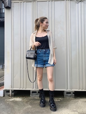 「アイテム（ブラジャー、ブラック系）」を使った、Honamiさん（レディース・155cm）の夏コーディネート