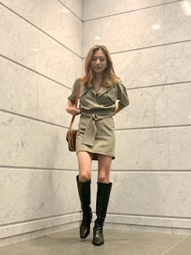 「STYLENANDA（スタイルナンダ）のアイテム（ブーツ）」を使った、Honamiさん（レディース・155cm）の秋コーディネート