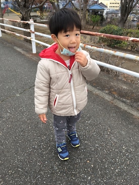 「Moujonjon（ムージョンジョン）のアイテム（ジャケット/アウター）」を使った、Kai☆さん（キッズ・100cm）の冬コーディネート