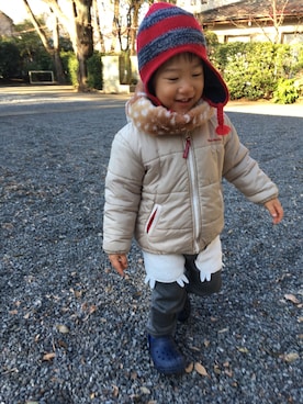 「Moujonjon（ムージョンジョン）のアイテム（その他アウター）」を使った、Kai☆さん（キッズ・100cm）の冬コーディネート