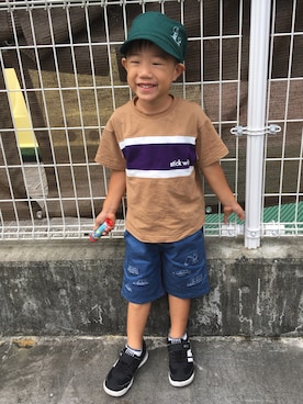 「kladskap（クレードスコープ）のアイテム（パンツ）」を使った、Kai☆さん（キッズ・100cm）の夏コーディネート