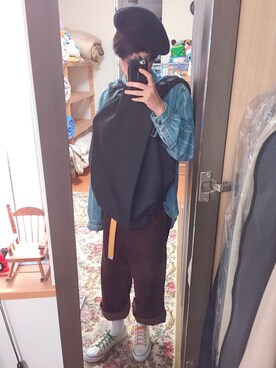 「くつした」｜「アイテム（ハンチング/ベレー帽）」を使った、もりもりさん（メンズ・167cm）の秋コーディネート