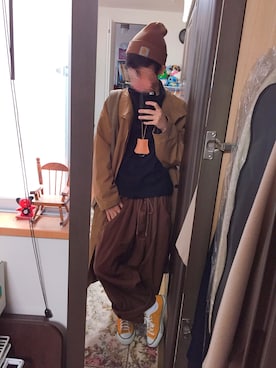 「Lui's（ルイス）のアイテム（ステンカラーコート）」を使った、もりもりさん（メンズ・167cm）の秋コーディネート