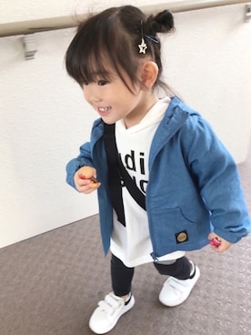 「devirock（デビロック）のアイテム（ショルダーバッグ）」を使った、yuu☆さん（キッズ・80cm）の冬コーディネート