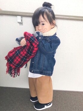 「OLD NAVY（オールドネイビー）のアイテム（ダウンジャケット/コート）」を使った、yuu☆さん（キッズ・80cm）の冬コーディネート