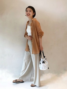 「アイテム（バッグ、ホワイト系）」を使った、oomoriさん（レディース・160cm）の夏コーディネート