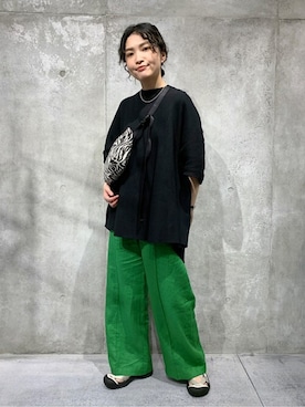 「スラックスパンツ」｜oomoriさん（レディース・160cm）の夏コーディネート