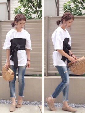 「Ungrid（アングリッド）のフレイドヘムストスリ（デニムパンツ）」を使った、syk***さん（レディース・158cm）の夏コーディネート