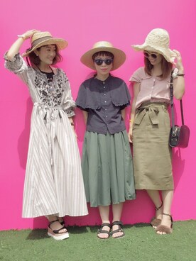 「MODE ROBE（モードローブ）のアイテム（帽子）」を使った、syk***さん（レディース・158cm）の夏コーディネート
