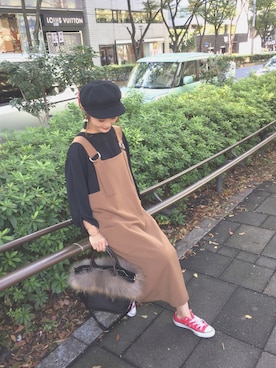 「MODE ROBE（モードローブ）のアイテム（帽子）」を使った、syk***さん（レディース・158cm）の秋コーディネート