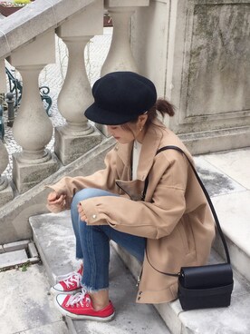 「MODE ROBE（モードローブ）のアイテム（帽子）」を使った、syk***さん（レディース・158cm）の秋コーディネート