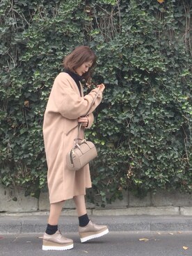 「ゆるニット」｜「アイテム（チェスターコート）」を使った、syk***さん（レディース・158cm）の秋コーディネート