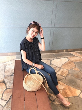 「AZUL ENCANTO（アズールエンカント）のアイテム（シャツ/ブラウス）」を使った、syk***さん（レディース・158cm）の夏コーディネート