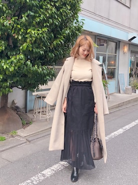 「ゆるニット」｜「アイテム（チェスターコート）」を使った、syk***さん（レディース・158cm）の冬コーディネート