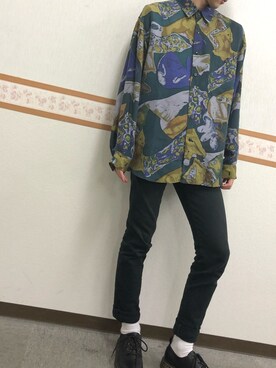 「古着のアイテム（衬衫、その他）」を使った、nikaさん（メンズ・177cm）の春コーディネート