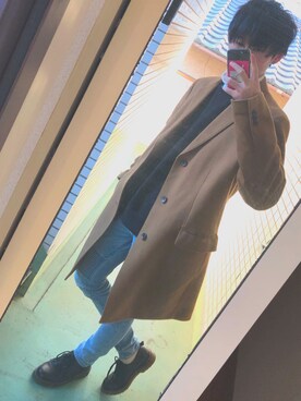 「UNIQLO（ユニクロ）のアイテム（西装大衣、ブラウン系）」を使った、nikaさん（メンズ・177cm）の冬コーディネート