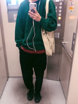 「Eddie Bauer（エディーバウアー）のアイテム（ニット/セーター）」を使った、じりさん（メンズ・169cm）の春コーディネート