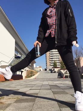「AF1」｜「アイテム（ブルゾン）」を使った、om🌞さん（レディース・160cm）の春コーディネート
