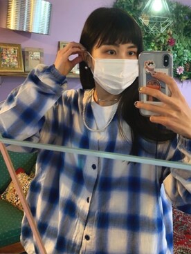 「BEAMS（ビームス）のアイテム（シャツ/ブラウス）」を使った、Sao by Nail Syrupさん（レディース・161cm）の冬コーディネート