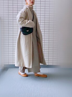 「BACK NUMBER（バックナンバー）のアイテム（チェスターコート）」を使った、るうさん（レディース・157cm）の冬コーディネート
