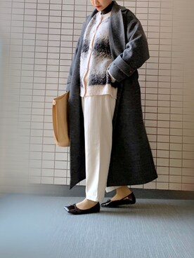 「AS KNOW AS plus（アズノゥアズプラス）のアイテム（チェスターコート）」を使った、るうさん（レディース・157cm）の冬コーディネート