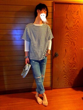 「アイテム（スリッポン、その他）」を使った、coro助さん（メンズ・178cm）の夏コーディネート