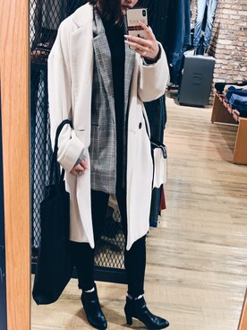 「BALENCIAGA」｜「アイテム（チェスターコート）」を使った、Naoさん（レディース・158cm）の冬コーディネート