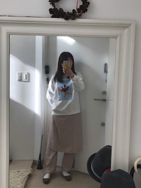 「w closet」｜「アイテム（スウェット）」を使った、みたんさん（レディース・157cm）の冬コーディネート