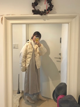 「w closet」｜「アイテム（ダウンジャケット/コート）」を使った、みたんさん（レディース・157cm）の冬コーディネート