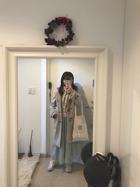 「w closet」｜「アイテム（ダッフルコート）」を使った、みたんさん（レディース・157cm）の春コーディネート