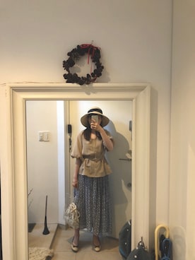「w closet」｜「アイテム（帽子）」を使った、みたんさん（レディース・157cm）の春コーディネート