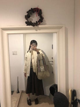「w closet」｜「アイテム（その他アウター）」を使った、みたんさん（レディース・157cm）の冬コーディネート