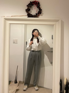 「Paul Stuart（ポールスチュアート）のアイテム（パンツ）」を使った、はんみさん（レディース・157cm）の冬コーディネート