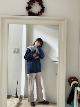 「w closet」｜「アイテム（スウェット）」を使った、みたんさん（レディース・157cm）の冬コーディネート