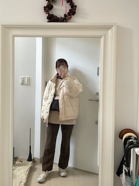 「w closet」｜「アイテム（ダウンジャケット/コート）」を使った、みたんさん（レディース・157cm）の冬コーディネート