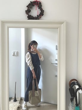 「w closet」｜「アイテム（オールインワン・サロペット）」を使った、みたんさん（レディース・157cm）の春コーディネート