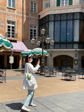 「ディズニーコーデ」｜「アイテム（チュニック）」を使った、みたんさん（レディース・157cm）の春コーディネート