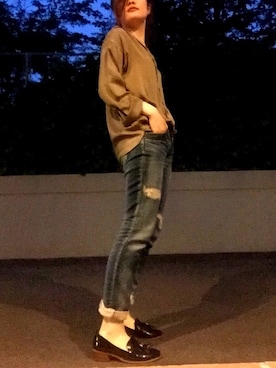 「とろみシャツ」｜「アイテム（アクセサリー）」を使った、moimoiさん（レディース・160cm）の春コーディネート