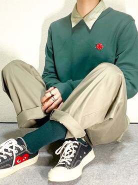 「H&M（エイチ・アンド・エム）のアイテム（スウェット）」を使った、r_auruさん（メンズ・173cm）の春コーディネート