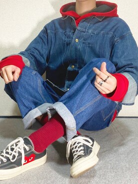 「H&M（エイチ・アンド・エム）のアイテム（パーカー）」を使った、r_auruさん（メンズ・173cm）の春コーディネート