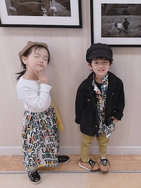 「アイテム（スカート）」を使った、Raco&0oさん（キッズ・100cm）の春コーディネート