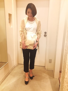 「アイテム（オールインワン・サロペット、ホワイト系）」を使った、あいさん（レディース・162cm）の春コーディネート