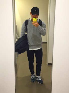 「RAGEBLUE（レイジブルー）の＜トレンドのロング丈＞ワッフルロングカットソー/733404（Tシャツ/カットソー）」を使った、みーどらごん。さん（メンズ・167cm）の冬コーディネート