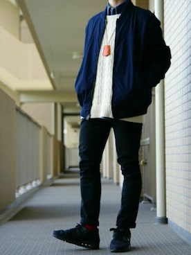 「airmax」｜「アイテム（ブルゾン）」を使った、だるまさん（メンズ・160cm）の冬コーディネート