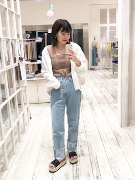 「eMMa（エマ）のアイテム」を使った、わたなべちひろさん（レディース・157cm）の春コーディネート