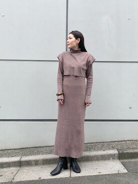 「mystic（ミスティック）のLara Small ball necklece（ネックレス）」を使った、わたなべちひろさん（レディース・157cm）の秋コーディネート